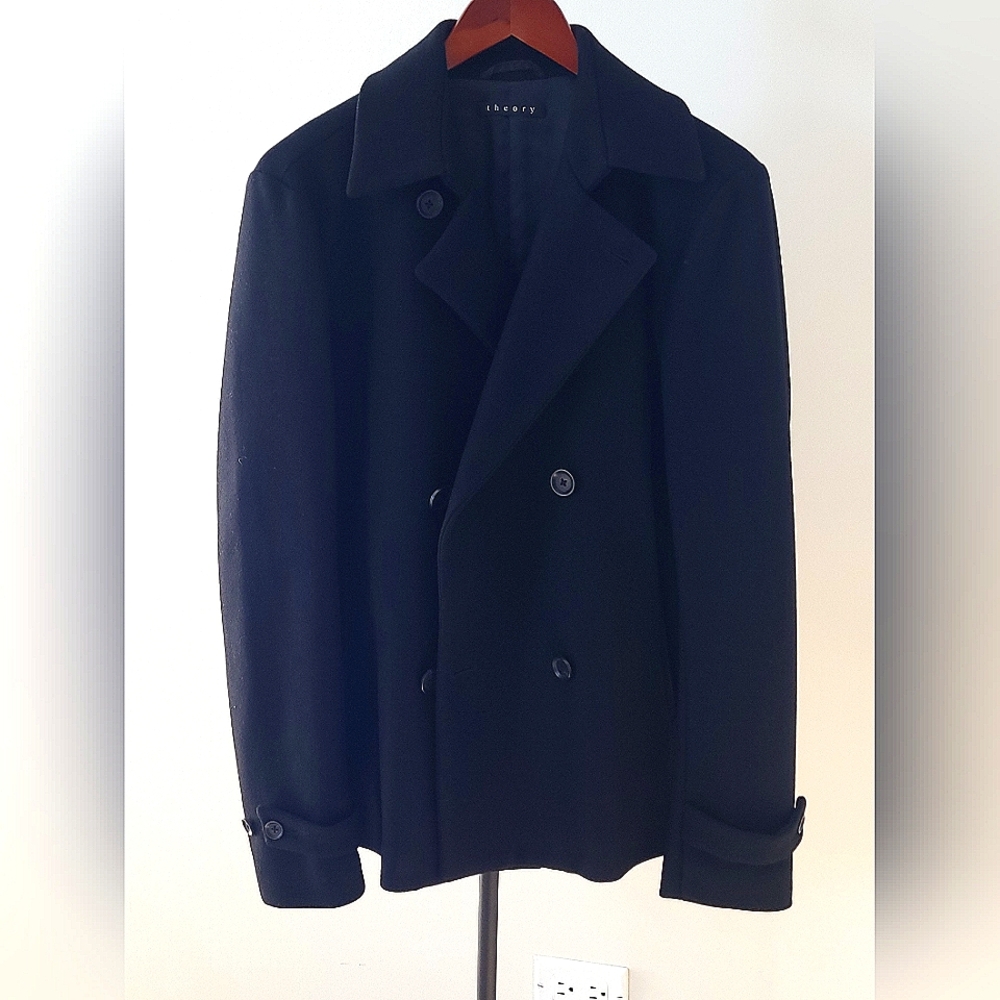 Theory Men's Black Wool Cashmere Peacoat (M)